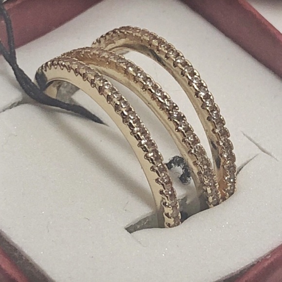 Fleur Gold Plated Cubic Zirconia Ring - Picture 2 of 10